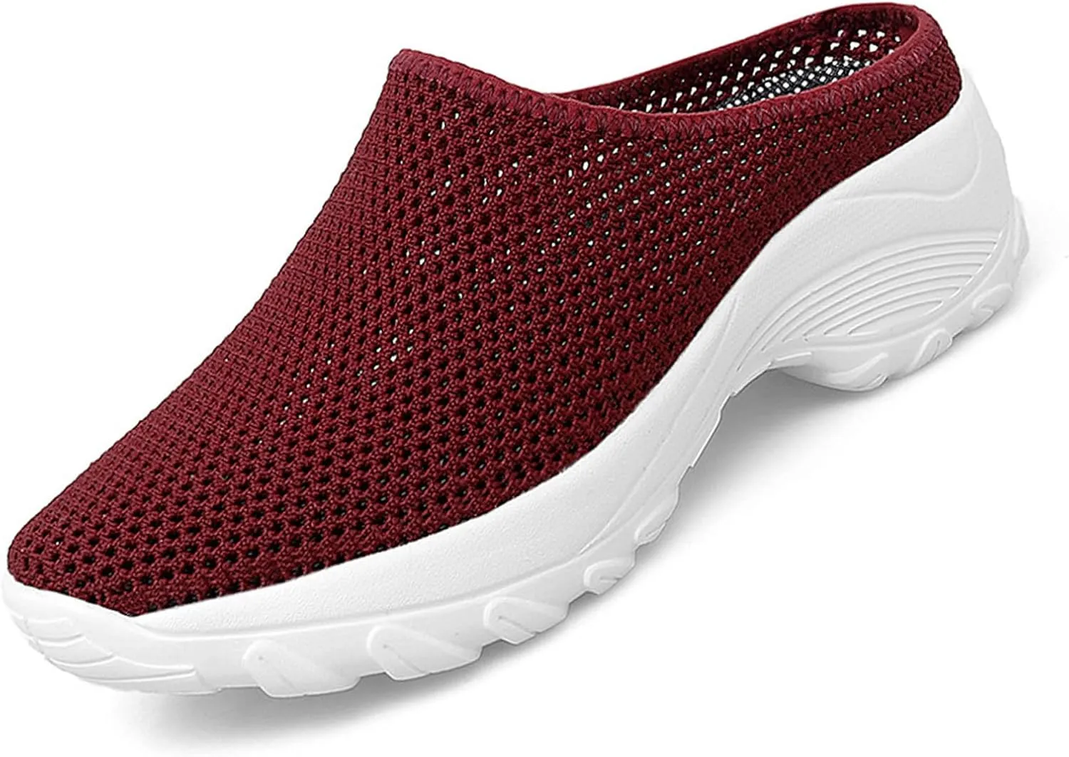 Women Mesh Breathable Slip-ons Mules Sneakers Casual Lightweight Backless Wedge Clog Slippers Comfort Orthopedic Walking with Arch Support