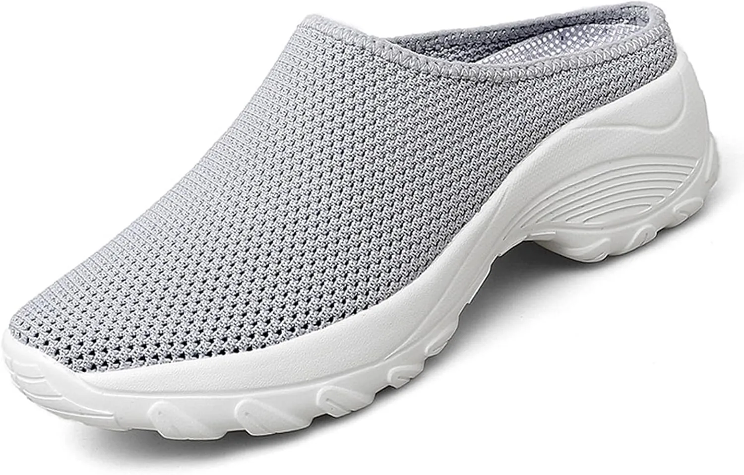 Women Mesh Breathable Slip-ons Mules Sneakers Casual Lightweight Backless Wedge Clog Slippers Comfort Orthopedic Walking with Arch Support