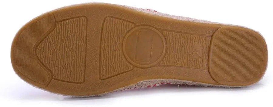 Women's Breathable Canvas Stripe Slip on Flat Espadrilles