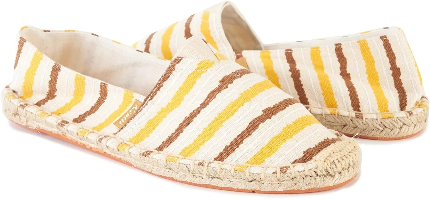 Women's Breathable Canvas Stripe Slip on Flat Espadrilles
