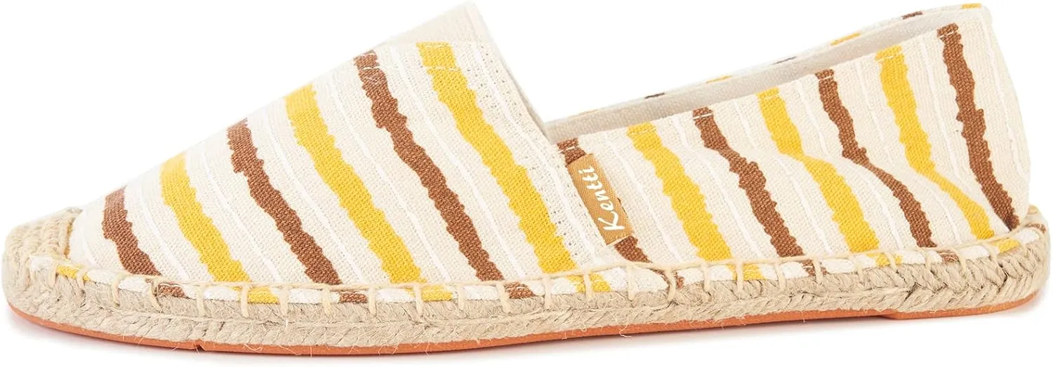 Women's Breathable Canvas Stripe Slip on Flat Espadrilles