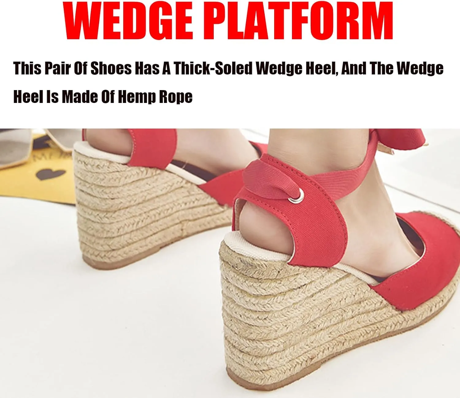 Women's Canvas Espadrilles Wedge Sandals,Backless Closed Toe Ankle Strap Dressy Platform Sandals Ankle-Tie Breathable Dress Shoes Casual Bohemian Beach Sandals