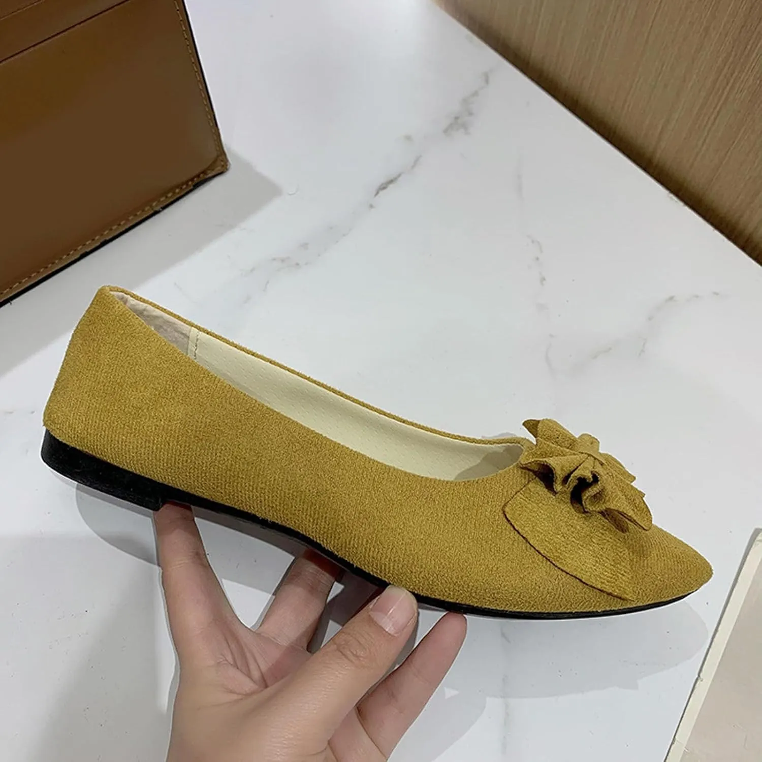 Women's Casual Slip On Ballet Comfortable Low Heel Dress Shoes for Everyday Wear with Versatile Outfit Pairing