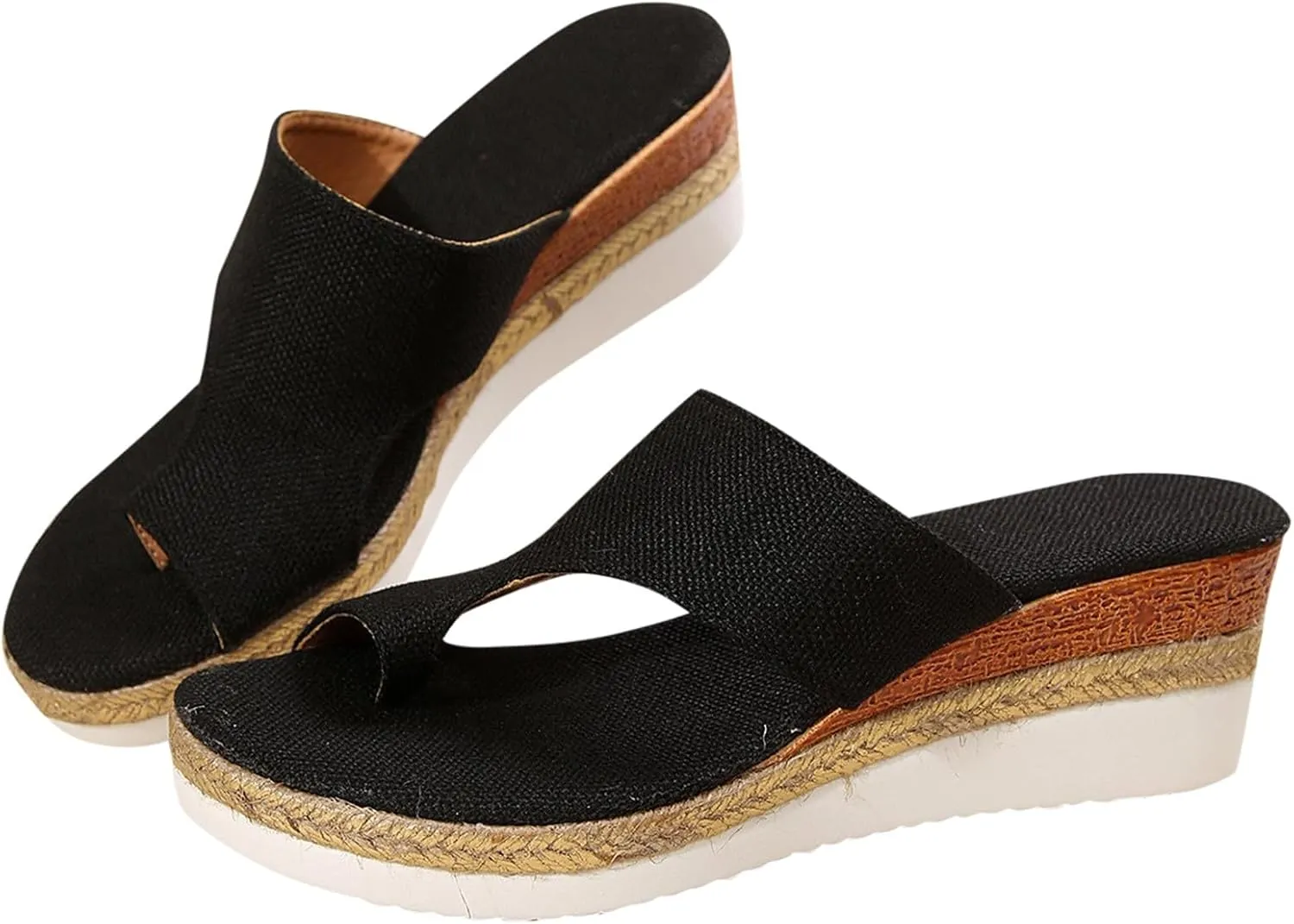 Women's Casual Thick Sole Mid Heel Flip Flop Sandals Comfortable Beach Slide Wedge Sandals for Women Size 9 2 Inches
