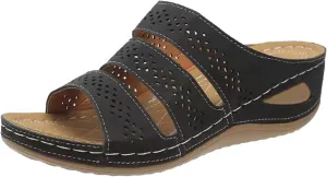 Women's Comfortable Open Toe Slip On Wedge Sandals for Summer Outdoor Walking Party and Leisure
