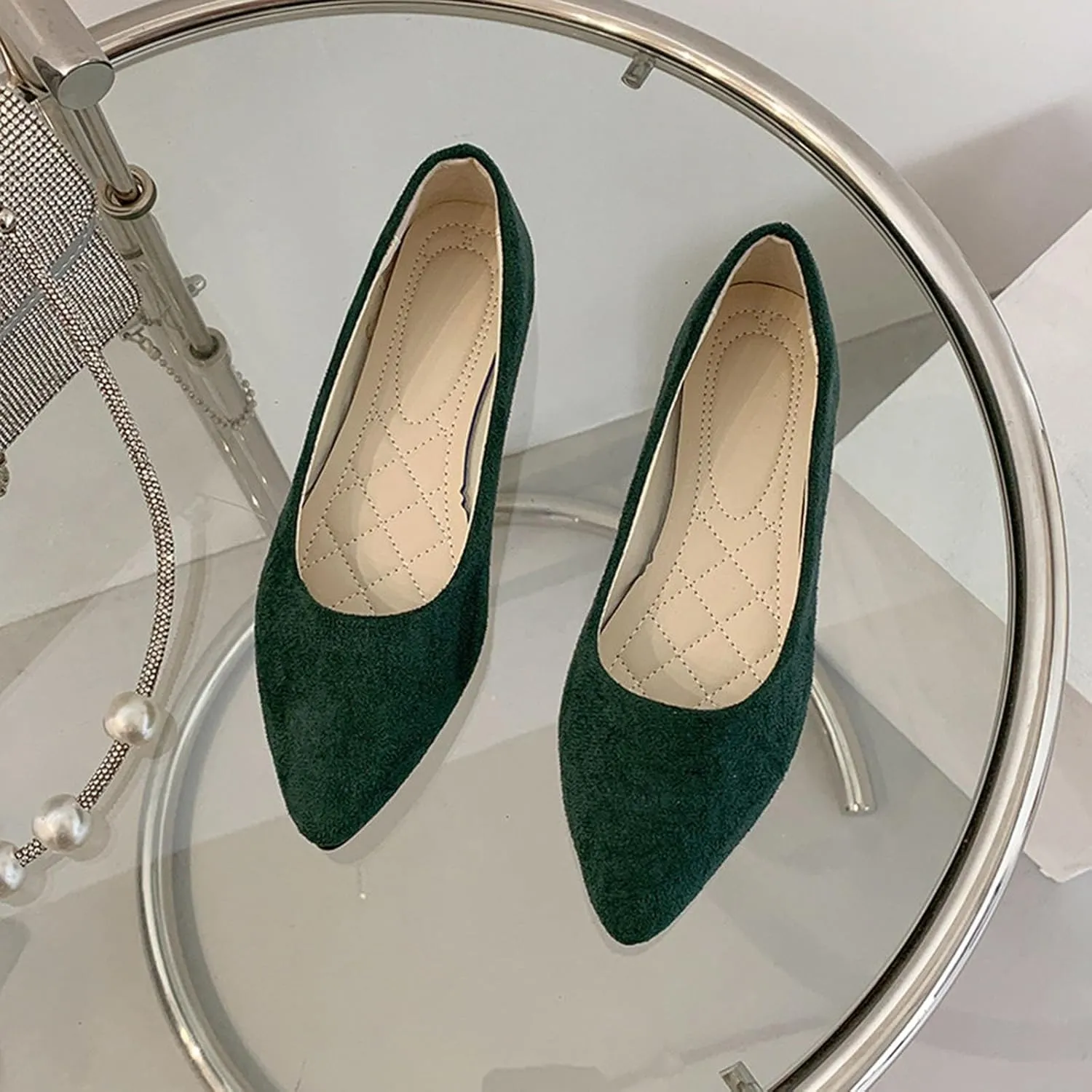 Women's Comfortable Slip On Casual Shoes Elegant Low Heel Ballet for Women Soft Square Toe Loafers Dressy