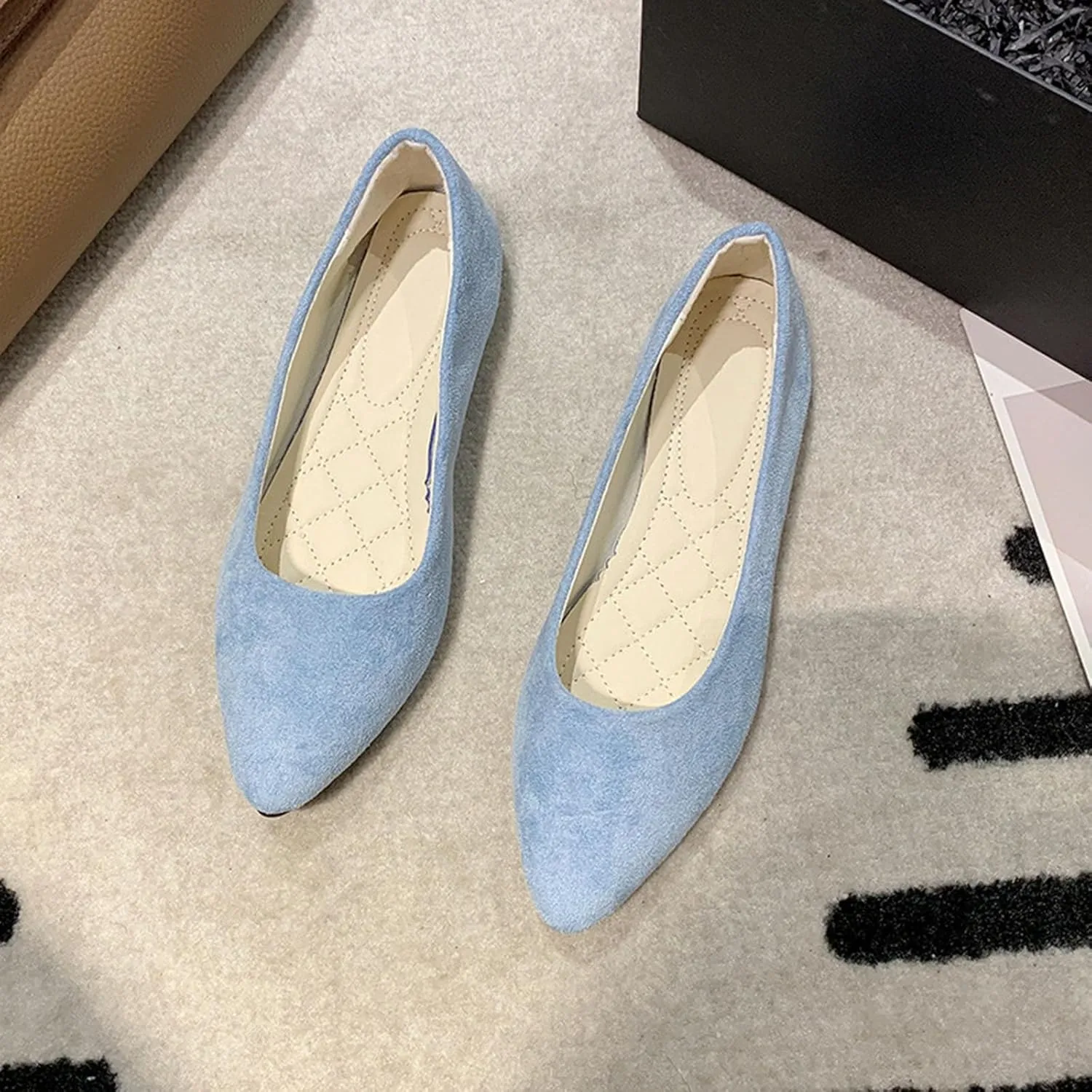 Women's Comfortable Slip On Casual Shoes Elegant Low Heel Ballet for Women Soft Square Toe Loafers Dressy