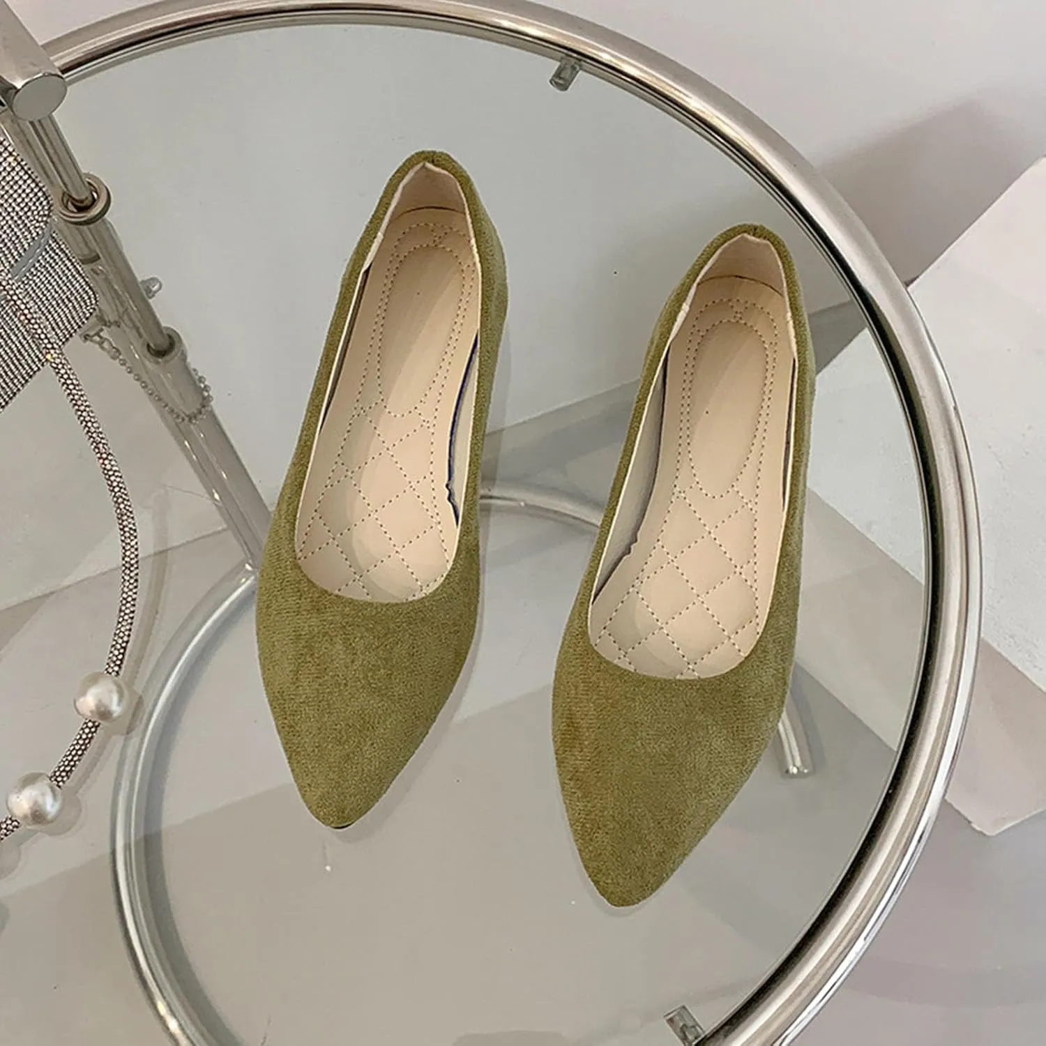 Women's Comfortable Slip On Casual Shoes Elegant Low Heel Ballet for Women Soft Square Toe Loafers Dressy