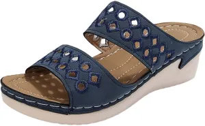 Womens Espadrilles Sandals Comfortable Slip On Low Heel Wedges Slippers Casual Orthopedic Walking Slides Shoes