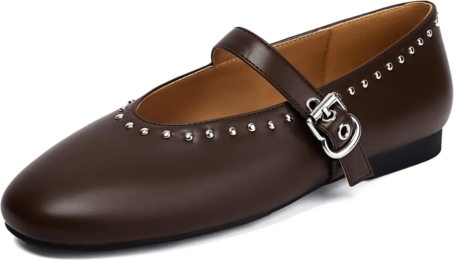 Women's Mary Jane Flats Studded Comfortable Ballet Flat Dressy Casual Ballerina Shoes