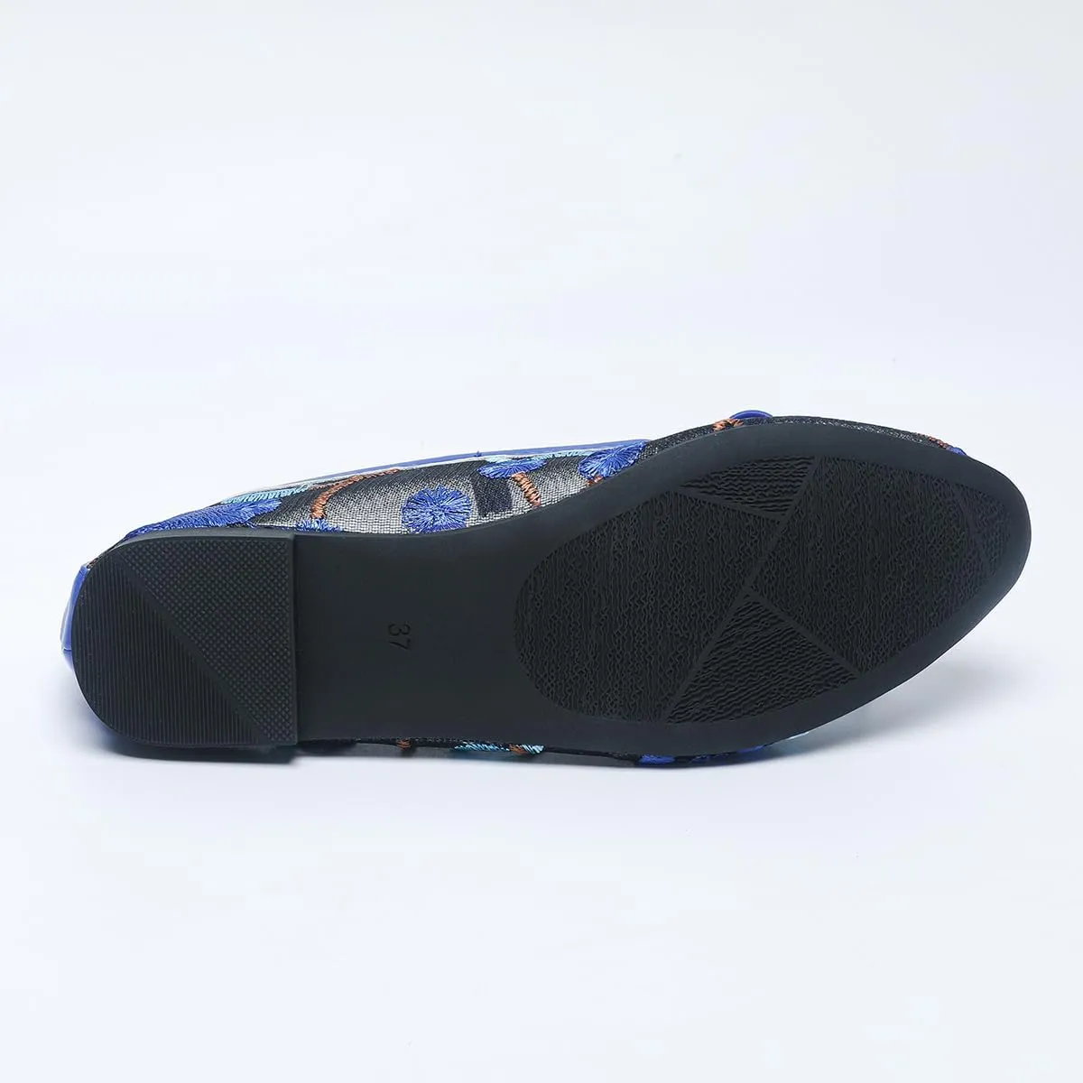 Women's Mesh Flat Mary Janes Embroidered Floral Buckled Strap Flats Casual Comfortable Round Toe Ballerina Shoes