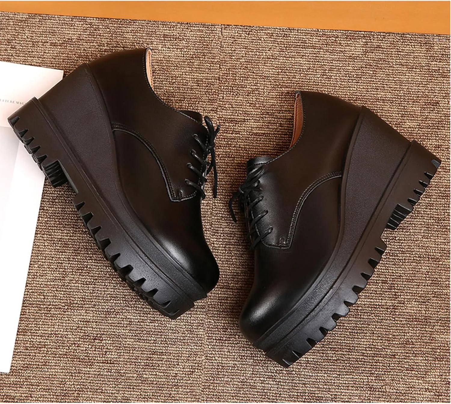 Women's Platform Wedge Loafers Classic Lace-Ups Chunky Dress Oxfords Comfortable Work Casual Shoes