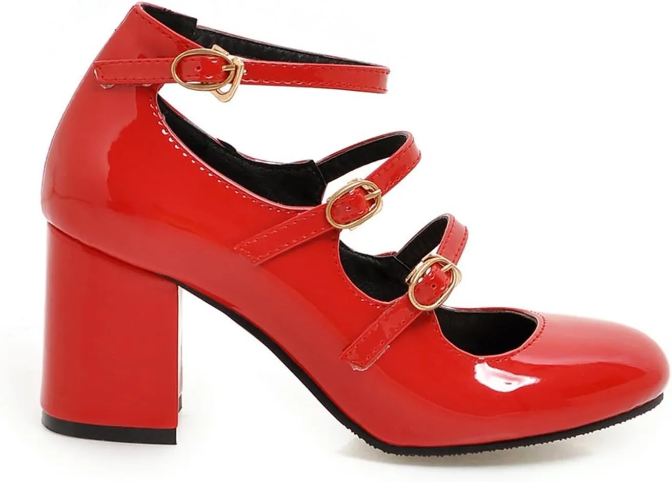 Women's Pointed Closed Toe Pumps Buckle Ankle Strap Loafers Comfortable Chunky High Heels Office Concise Cosplay Work Casual Mary Jane Daily Wear Fashion Business Dress Ballet Shoes