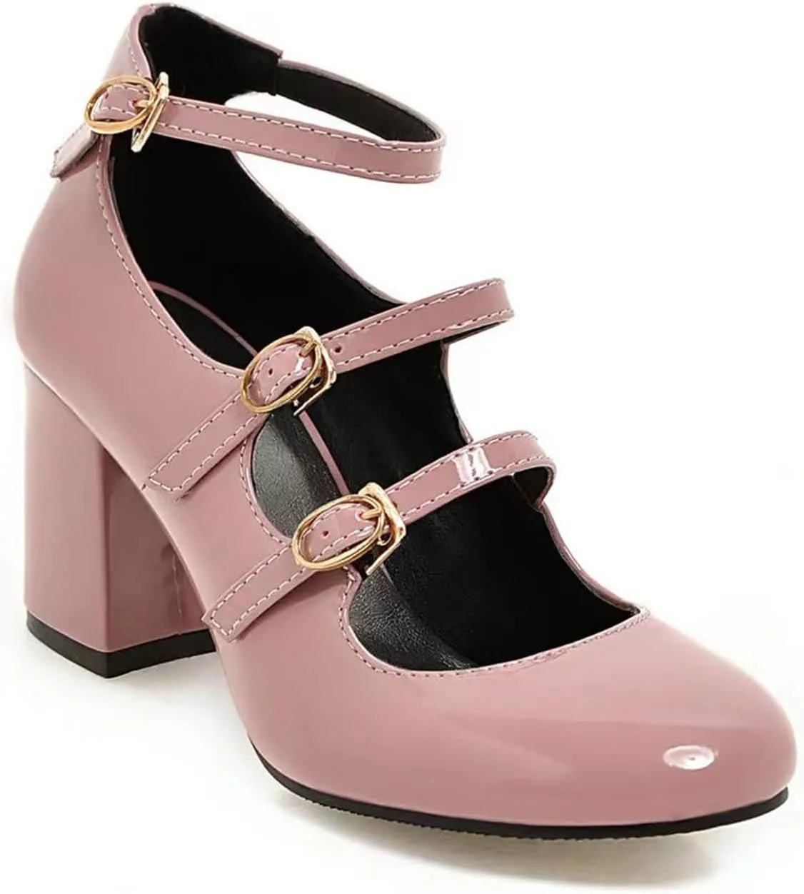 Women's Pointed Closed Toe Pumps Buckle Ankle Strap Loafers Comfortable Chunky High Heels Office Concise Cosplay Work Casual Mary Jane Daily Wear Fashion Business Dress Ballet Shoes