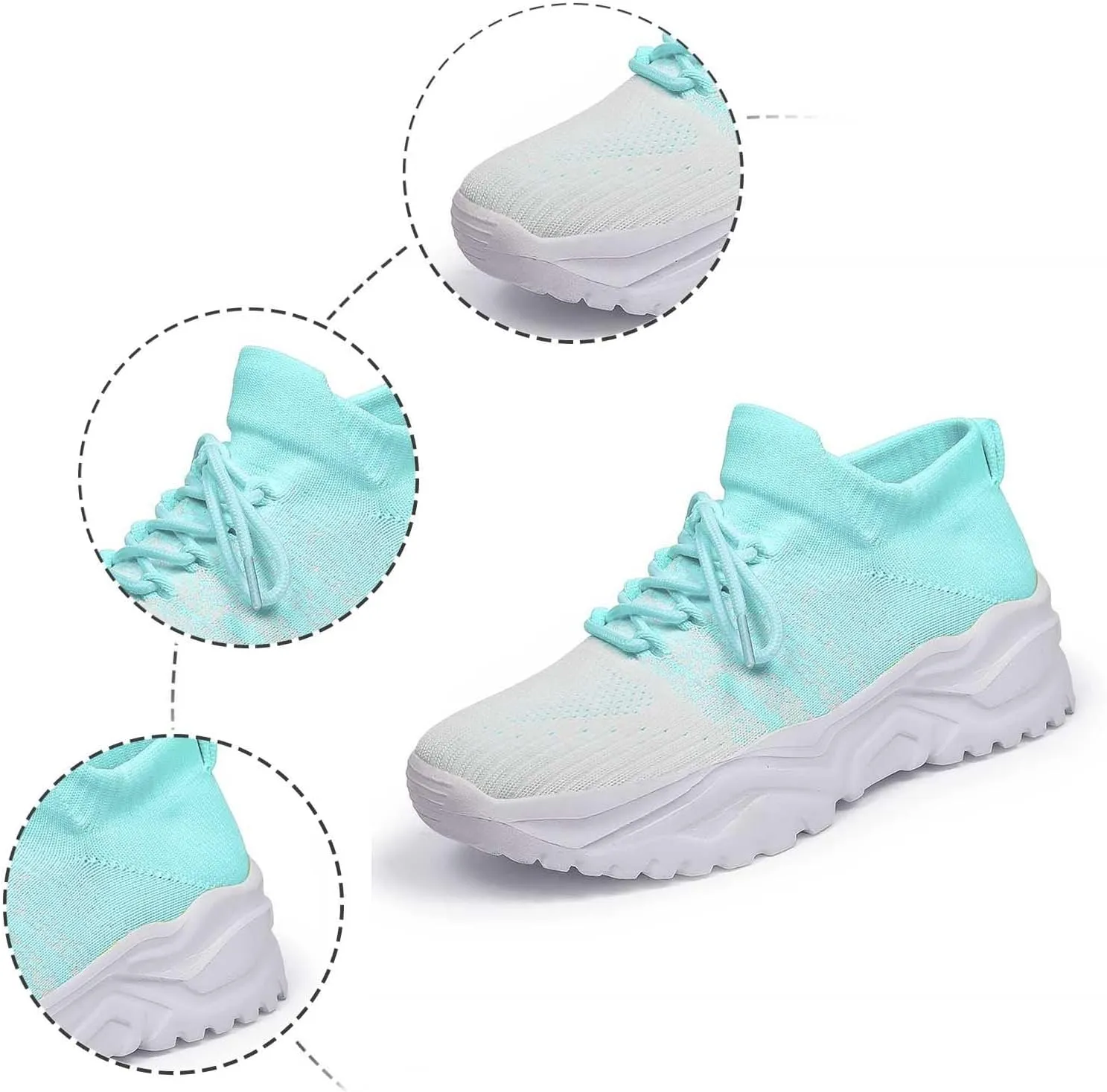 Women's Solid Color Fashion Four Season Lace Up Sneakers Solid Color Flying Woven Running Shoes Womens Rave Shoes