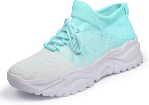Women's Solid Color Fashion Four Season Lace Up Sneakers Solid Color Flying Woven Running Shoes Womens Rave Shoes