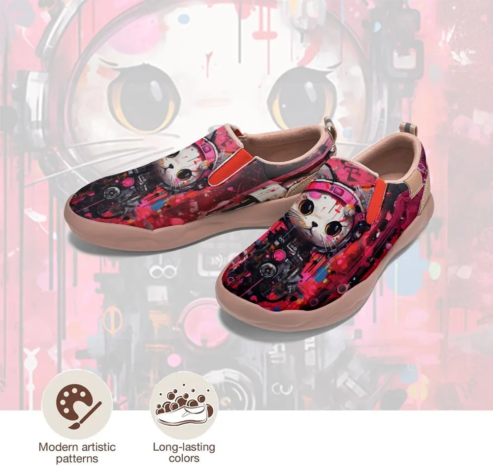 Women's Walking Shoes Travel Loafers - Casual Slip Ons Leather Painted Comfortable Lightweight Sneakers