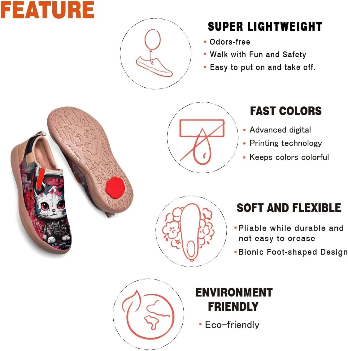 Women's Walking Shoes Travel Loafers - Casual Slip Ons Leather Painted Comfortable Lightweight Sneakers