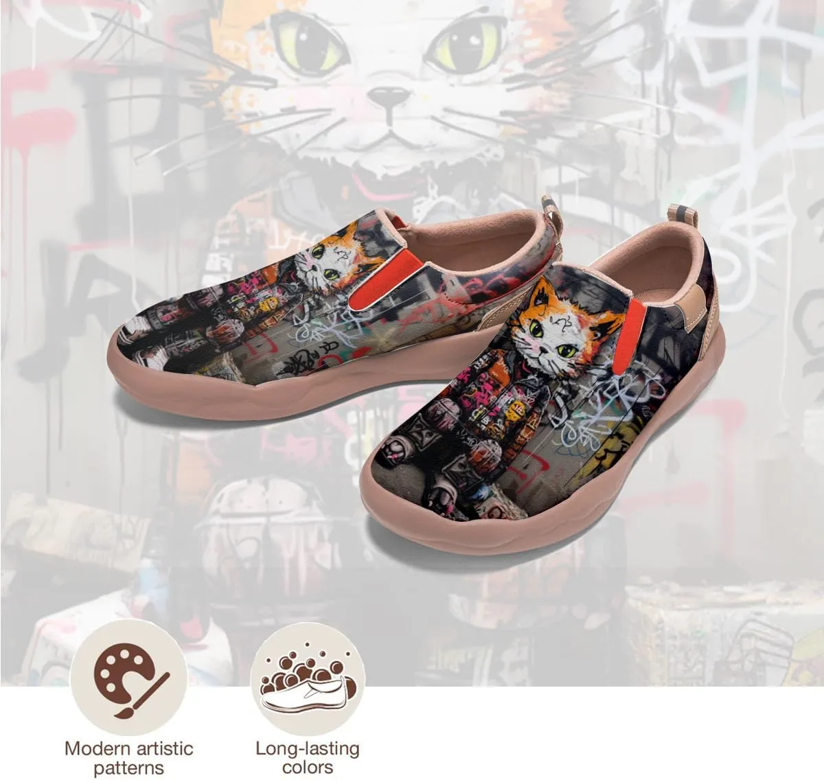 Women's Walking Shoes Travel Loafers - Casual Slip Ons Leather Painted Comfortable Lightweight Sneakers