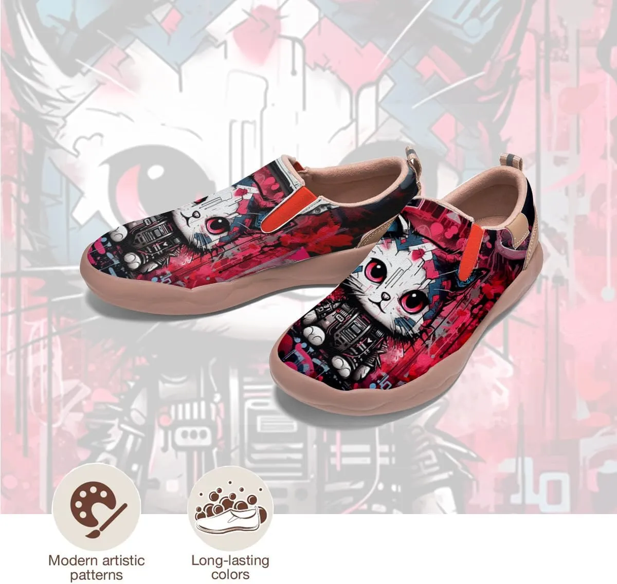 Women's Walking Shoes Travel Loafers - Casual Slip Ons Leather Painted Comfortable Lightweight Sneakers