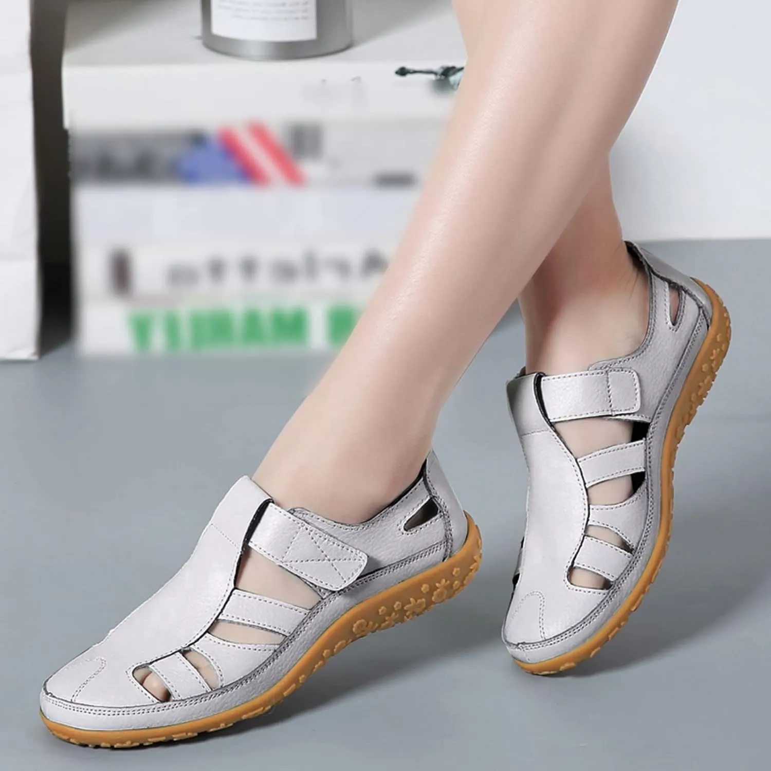 Women's Wedge Sandals Closed Toe Soft Platform Shoes Casual Fashion Summer Comfortable Walking Flats