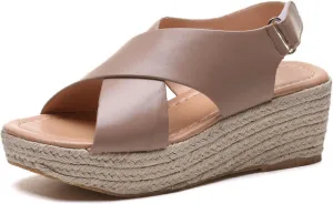 Women's Wedge Sandals Dressy Casual Open Toe Sandals Espadrilles Platform Comfortable Sandal Ankle Strap Buckle Outdoor Shoes Suitable for Work Beach Summer Shoes