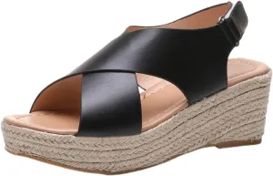 Women's Wedge Sandals Dressy Casual Open Toe Sandals Espadrilles Platform Comfortable Sandal Ankle Strap Buckle Outdoor Shoes Suitable for Work Beach Summer Shoes