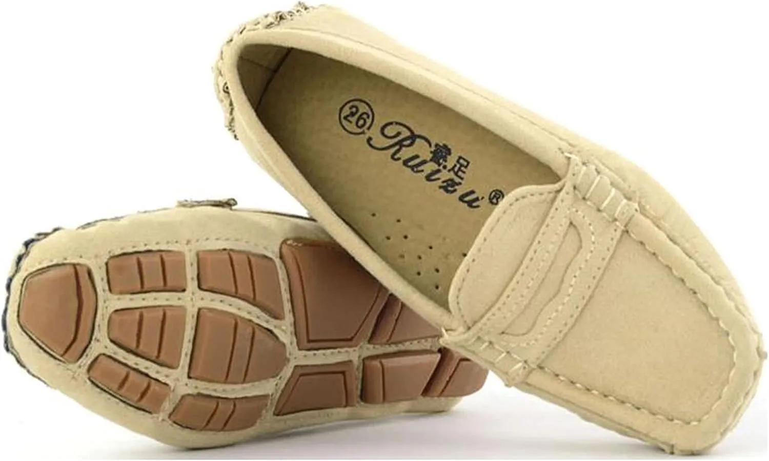 WUIWUIYU Boys Girls Casual Slip-ons Suede Penny Loafers Moccasins Shoes
