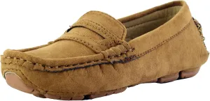 WUIWUIYU Boys Girls Casual Slip-ons Suede Penny Loafers Moccasins Shoes