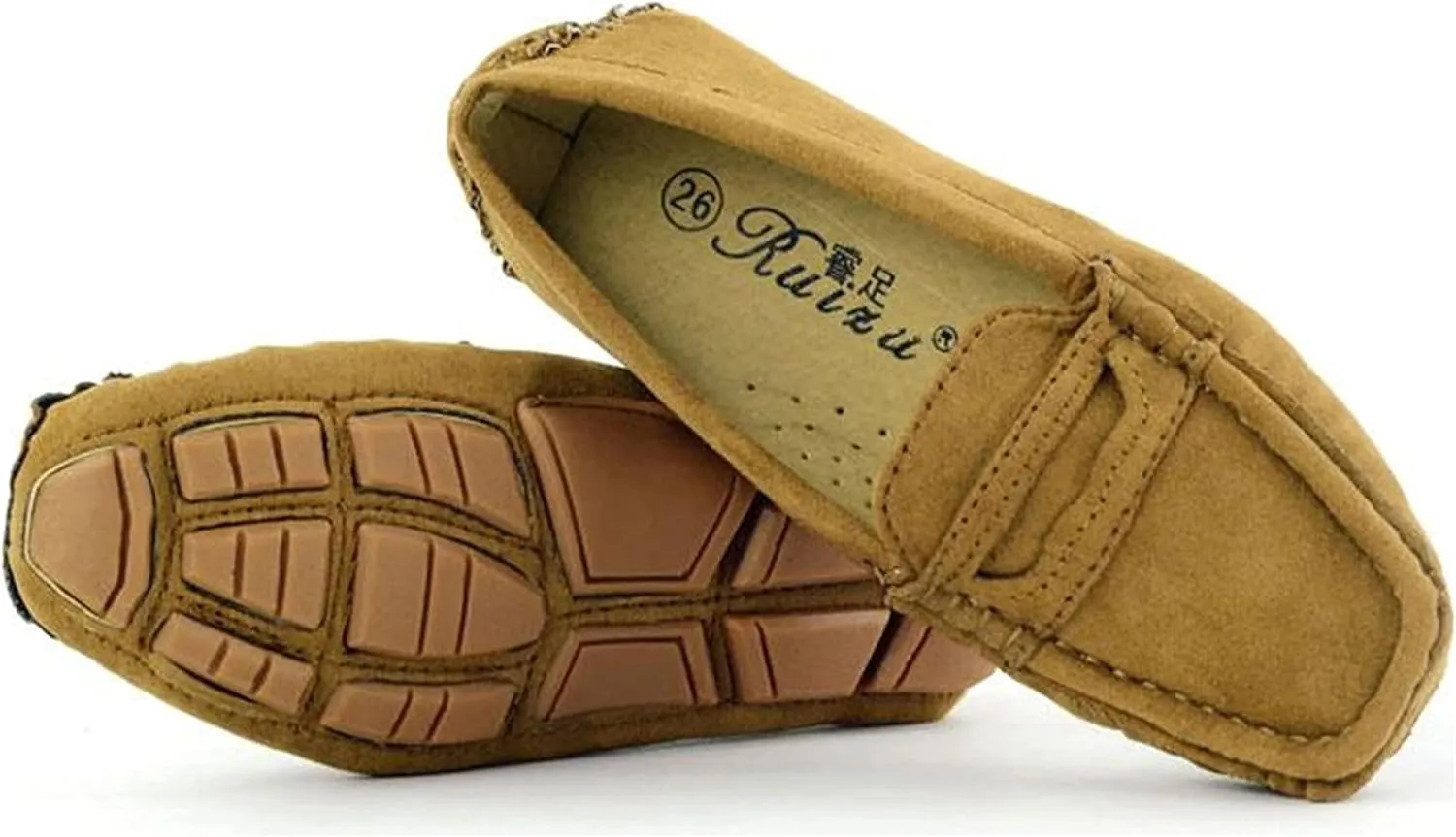 WUIWUIYU Boys Girls Casual Slip-ons Suede Penny Loafers Moccasins Shoes