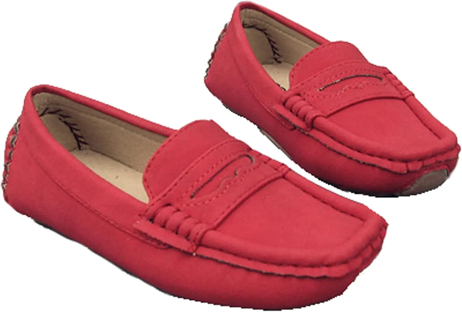 WUIWUIYU Boys Girls Casual Slip-ons Suede Penny Loafers Moccasins Shoes
