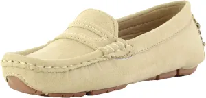 WUIWUIYU Boys Girls Casual Slip-ons Suede Penny Loafers Moccasins Shoes
