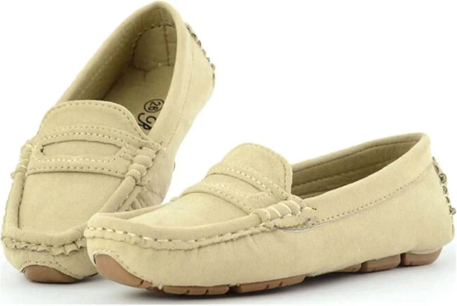 WUIWUIYU Boys Girls Casual Slip-ons Suede Penny Loafers Moccasins Shoes