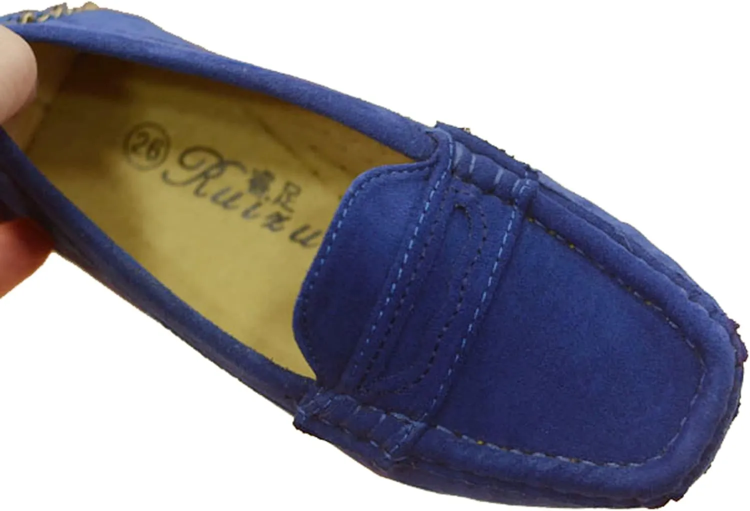 WUIWUIYU Boys Girls Casual Slip-ons Suede Penny Loafers Moccasins Shoes