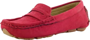 WUIWUIYU Boys Girls Casual Slip-ons Suede Penny Loafers Moccasins Shoes